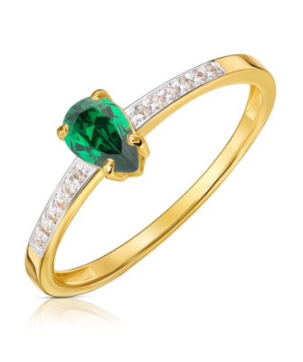 Ring with green stone 14k