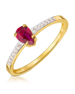 Ring with a red stone 14k