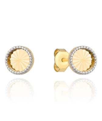 Gold earrings with diamond-cut hoops set in white gold