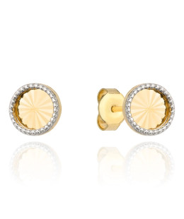 Gold earrings with diamond-cut hoops set in white gold