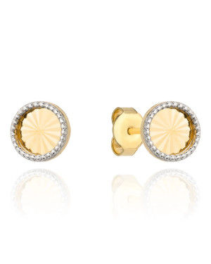 Gold earrings with diamond-cut hoops set in white gold