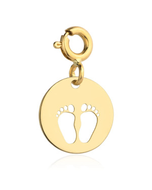 Golden full circle and footprints pendant/charms