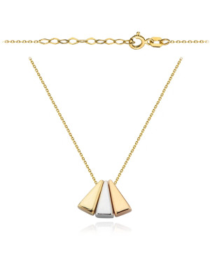 Necklace with movable triangles in three colors of gold