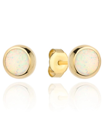 Gold earrings with opal in gold setting