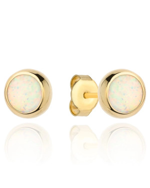 Gold earrings with opal in gold setting