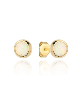 Gold earrings with opal in gold setting