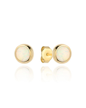 Gold earrings with opal in gold setting