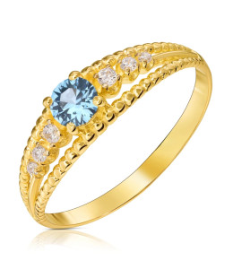 Ring with a blue stone 8k zirconia