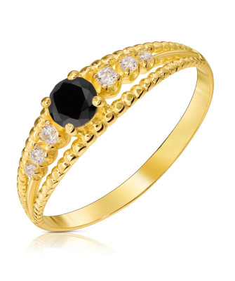 Gold ring with black stone