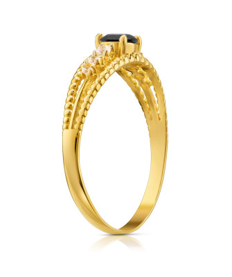 Gold ring with black stone