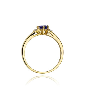 Złoty Pierścionek 14k z diamentem tanzanit 0,50ct