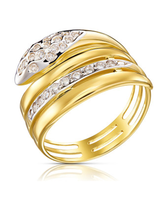 Woven 8k Gold Snake Ring with Cubic Zirconia