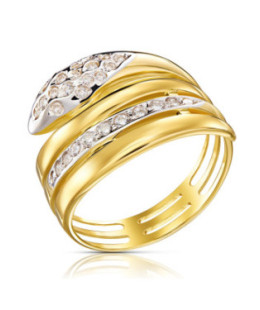 Woven 8k Gold Snake Ring with Cubic Zirconia