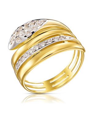 Woven 8k Gold Snake Ring with Cubic Zirconia