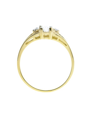 Gold ring with cubic zirconia classic white stones 375