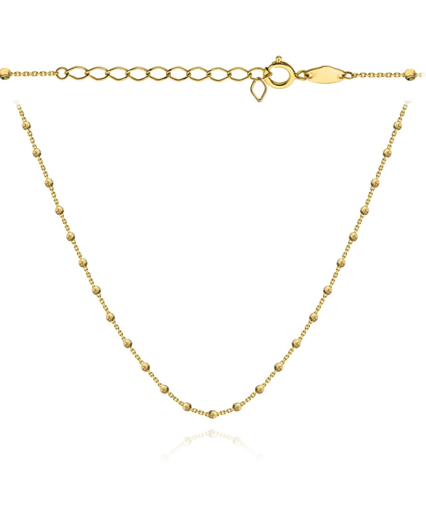 Naszyjnik złoty z kulkami diamentowanymi 42+3cm