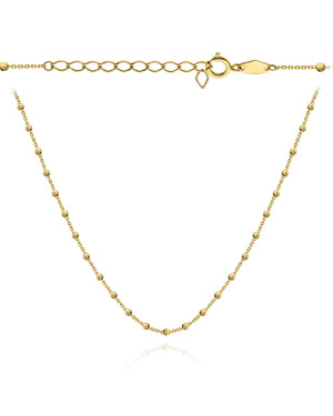 Gold necklace with diamond-cut beads 42+3cm
