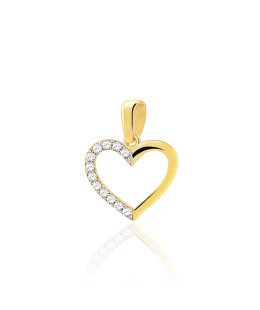 Gold heart pendant adorned with cubic zirconia