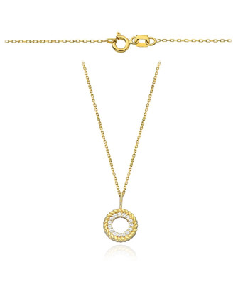 Gold necklace ring with zirconia