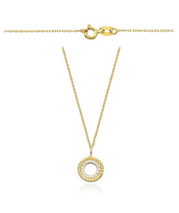 Gold necklace ring with zirconia