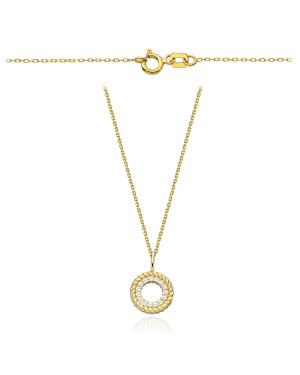 Gold necklace ring with zirconia