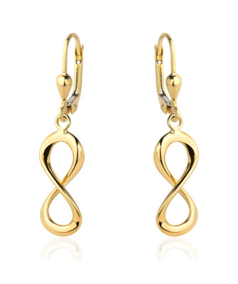 Gold infinity sign earrings with English clasp