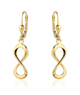 Gold infinity sign earrings with English clasp