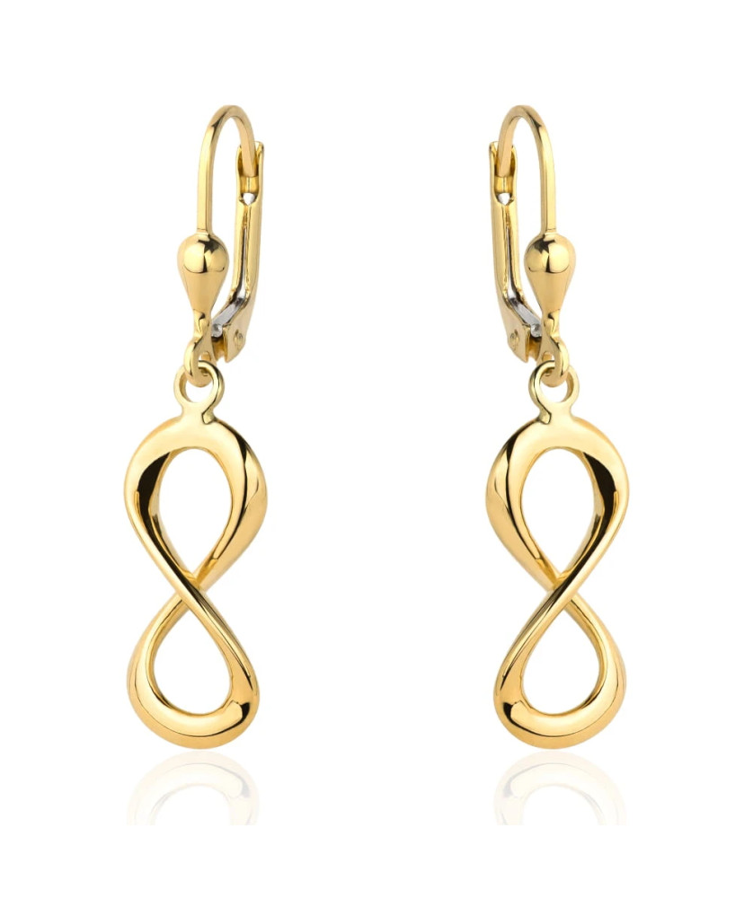 Gold infinity sign earrings with English clasp