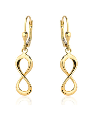 Gold infinity sign earrings with English clasp