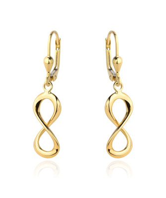 Gold infinity sign earrings with English clasp