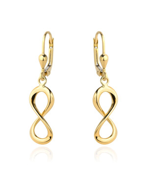 Gold infinity sign earrings with English clasp