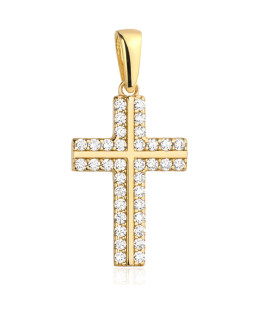 Golden cross in large zirconia setting