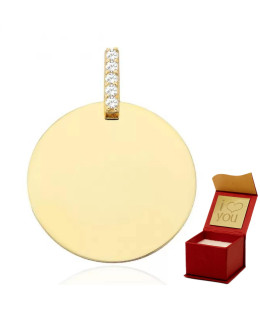 Gold pendant large full circle and zirconia