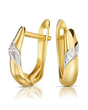 Earrings 14k classic white stones