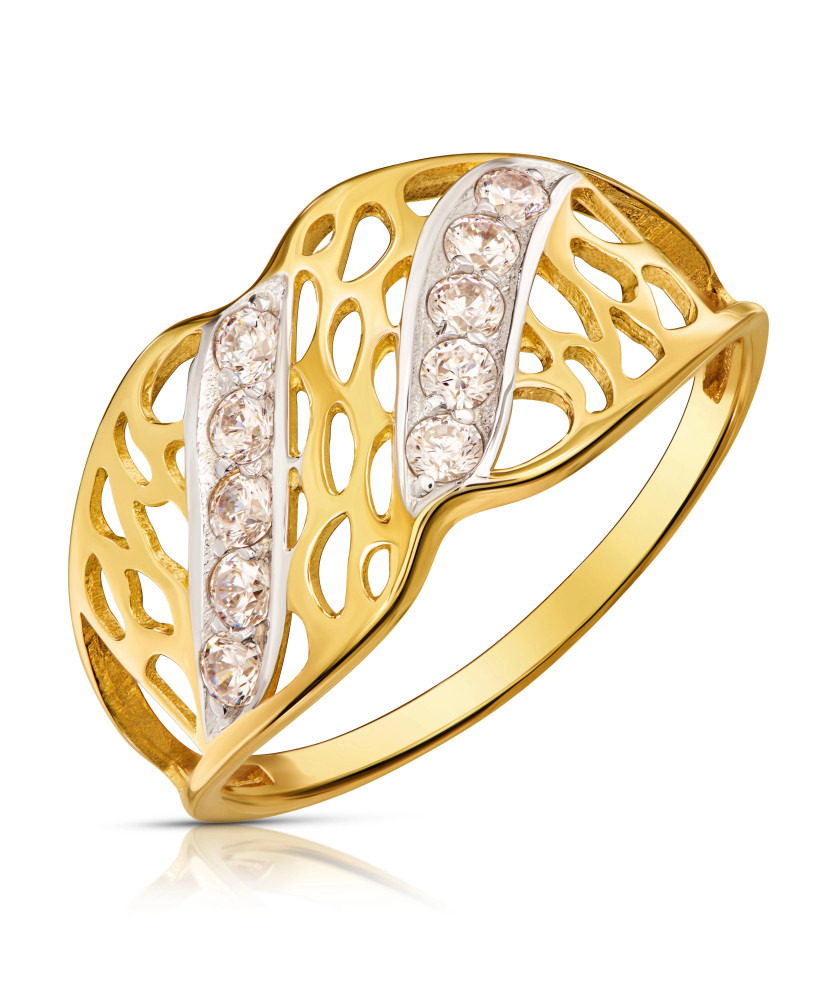 Filigree gold ring 14k with stones