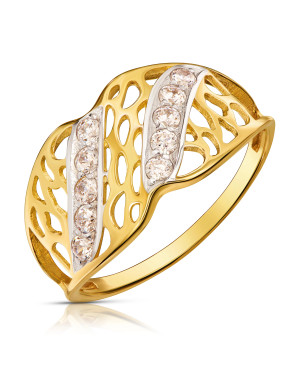 Filigree gold ring 14k with stones