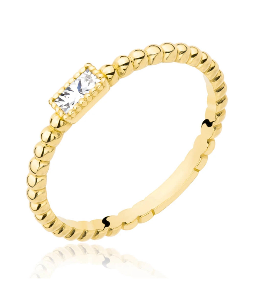 Gold ring ball white stone 14k test