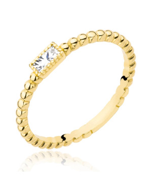 Gold ring ball white stone 14k test