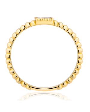 Gold ring ball white stone 14k test