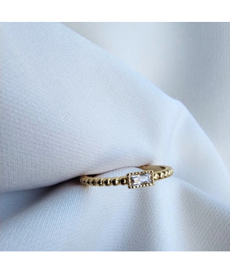 Gold ring ball white stone 14k test