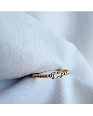 Gold ring ball white stone 14k test