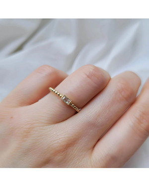 Gold ring ball white stone 14k test