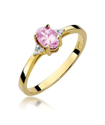 14k Gold Ring with Diamond Pink Topaz 0.50ct