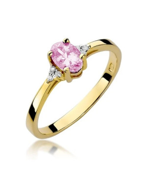 14k Gold Ring with Diamond Pink Topaz 0.50ct