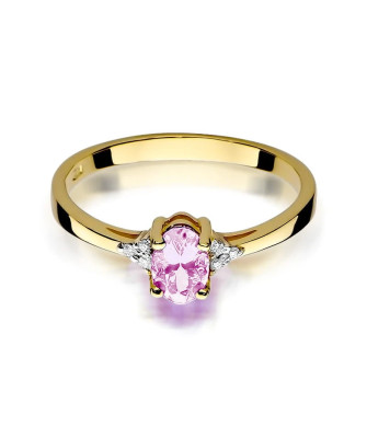 14k Gold Ring with Diamond Pink Topaz 0.50ct