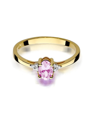 14k Gold Ring with Diamond Pink Topaz 0.50ct