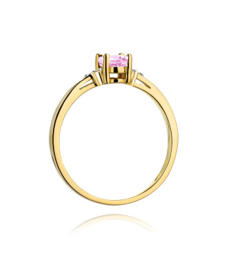 14k Gold Ring with Diamond Pink Topaz 0.50ct