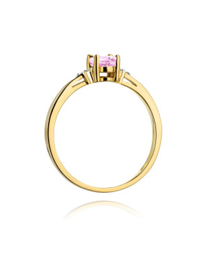 14k Gold Ring with Diamond Pink Topaz 0.50ct