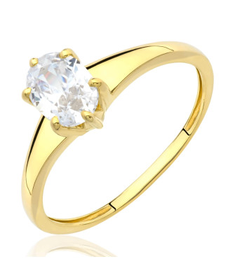 Ring with oval cubic zirconia stone 8k gold