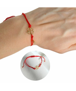 Gold-plated bracelet Red string CLOVER